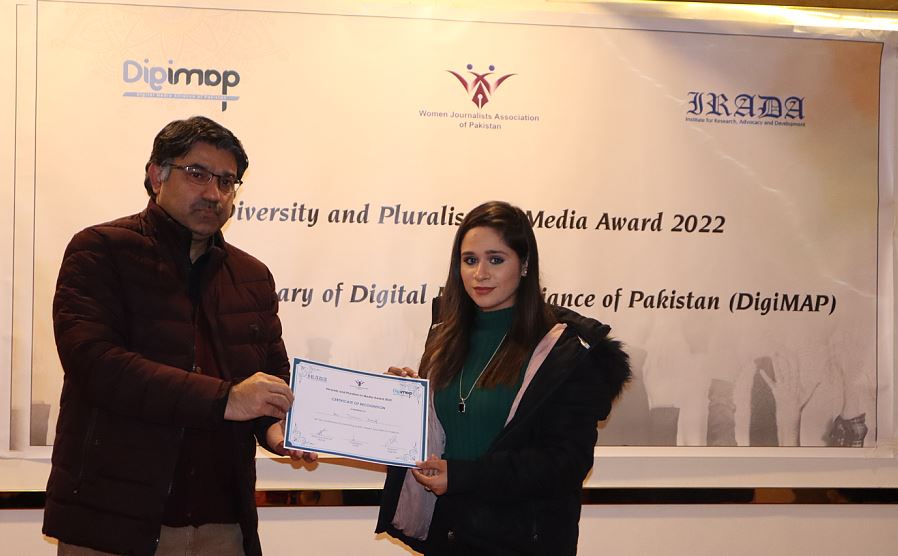 As many as five digital media journalists were awarded the ‘Diversity and Pluralism in Media Awards 2022’ for their best reporting on religious minorities in Pakistan.